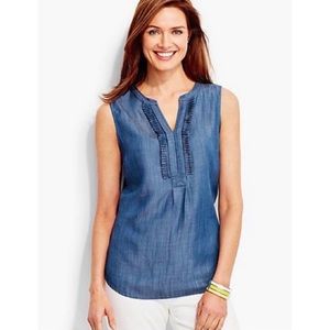 🌟HP🌟Talbots Denim Ruffle Top